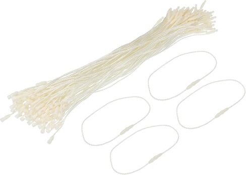 MECCANIXITY Polyester Rope Hang Tag String Snap Lock Pins Loop Price Tag Fastener,Plastic Tags Ties 190mm/7.48 Inch Length,1mm/0.04 Inch Dia,Pack of 100,Beige in Saudi Arabia
