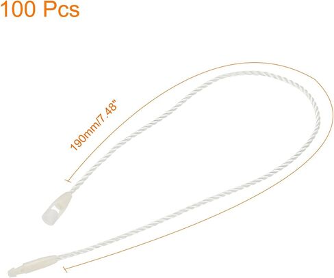 MECCANIXITY Polyester Rope Hang Tag String Snap Lock Pins Loop Price Tag Fastener,Plastic Tags Ties 190mm/7.48 Inch Length,1mm/0.04 Inch Dia,Pack of 100,Beige in Saudi Arabia