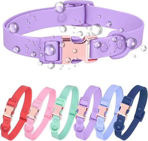 Waterproof Dog Collar with Safety Metal Buckle, Durable and Easy to Clean Soft Rubber Dog Collar, Adjustable Pet Collars for Small Medium Large Dogs in Saudi Arabia