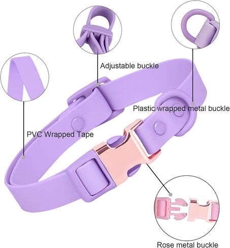 Waterproof Dog Collar with Safety Metal Buckle, Durable and Easy to Clean Soft Rubber Dog Collar, Adjustable Pet Collars for Small Medium Large Dogs in Saudi Arabia