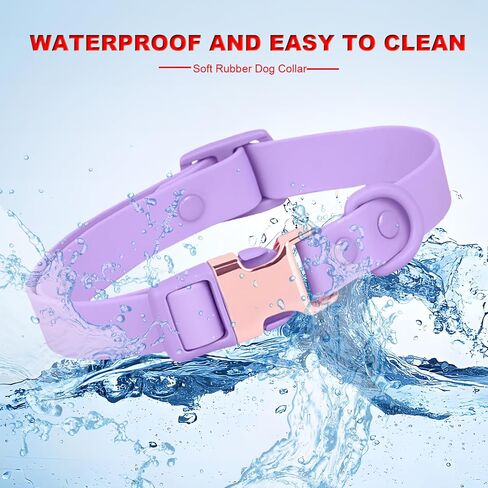 Waterproof Dog Collar with Safety Metal Buckle, Durable and Easy to Clean Soft Rubber Dog Collar, Adjustable Pet Collars for Small Medium Large Dogs in Saudi Arabia