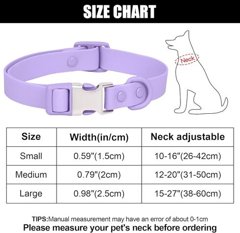 Waterproof Dog Collar with Safety Metal Buckle, Durable and Easy to Clean Soft Rubber Dog Collar, Adjustable Pet Collars for Small Medium Large Dogs in Kuwait