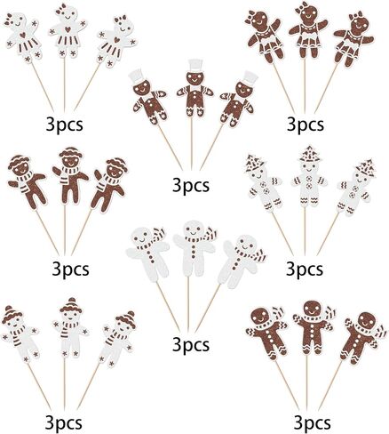 24 Pack Merry Christmas Cupcake Toppers Glitter Candy Sleigh Christmas Hat Tree HOHOHO Cupcake Picks Merry Christmas Theme Happy New Year Holiday Party Cake Decorations Supplies in Saudi Arabia