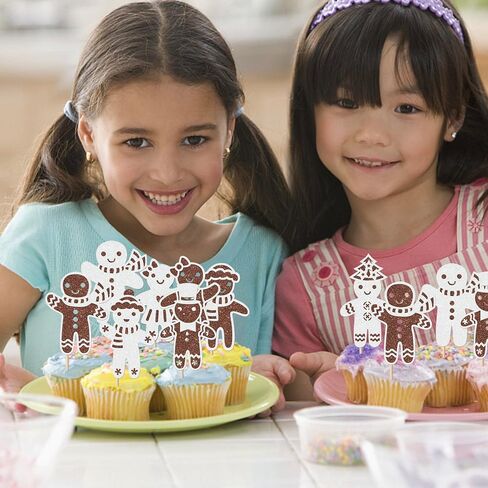 24 Pack Merry Christmas Cupcake Toppers Glitter Candy Sleigh Christmas Hat Tree HOHOHO Cupcake Picks Merry Christmas Theme Happy New Year Holiday Party Cake Decorations Supplies in Saudi Arabia