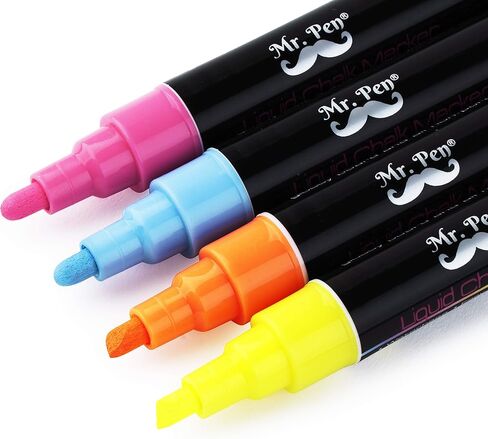 Mr. Pen- Chalk Markers, 6 Pack, Dual Tip, Vibrant Colors, 8 Labels, Chalkboard Markers, Liquid Chalk Markers, Chalk Pens, Chalk Markers for Blackboard, Chalk Board Marker Pens, Chalk Board Markers in Saudi Arabia