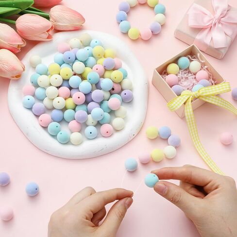 XunYee 48 Pcs Velvet Christmas Beads for Craft 16 mm Christmas Silicone Beads Wooden Beads DIY Velvet Jewelry Beads for DIY Jewelry Making Keychain Making Pen Tiered Tray Decor(Xmas Colors) in Kuwait