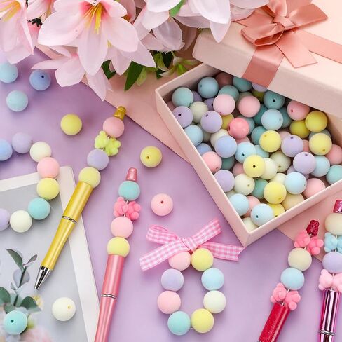 XunYee 48 Pcs Velvet Christmas Beads for Craft 16 mm Christmas Silicone Beads Wooden Beads DIY Velvet Jewelry Beads for DIY Jewelry Making Keychain Making Pen Tiered Tray Decor(Xmas Colors) in Kuwait