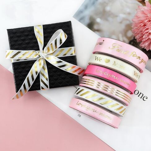 9 Rolls 45 Yards Christmas Ribbons Metallic Buffalo Printed Grosgrain Satin Ribbons 3/8″ Wide DIY Craft Fabric for Holiday Wedding Anniversary Decorations Gift Wrapping (Christmas-9 Roll) in Kuwait