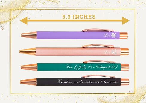 InnoBeta Leo Gifts for Women Ballpoint Pen Set of 4, Perfect Leo birthday Gifts Idea in Birthday, Christmas - Copper in Saudi Arabia