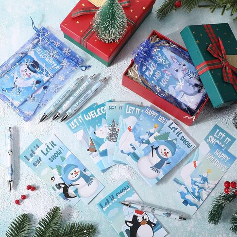 مجموعة قرطاسية شتوية 200 قطعة من هدايا حفلات الكريسماس وتبادل هدايا العطلات تتضمن دفاتر رجل الثلج وإشارات البطريق المرجعية وأقلام حبر جاف وحقائب ندفة الثلج لحقيبة الهدايا المدرسية in Kuwait