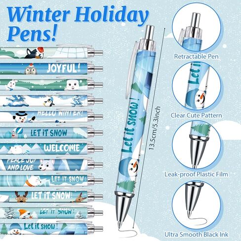 مجموعة قرطاسية شتوية 200 قطعة من هدايا حفلات الكريسماس وتبادل هدايا العطلات تتضمن دفاتر رجل الثلج وإشارات البطريق المرجعية وأقلام حبر جاف وحقائب ندفة الثلج لحقيبة الهدايا المدرسية in Kuwait