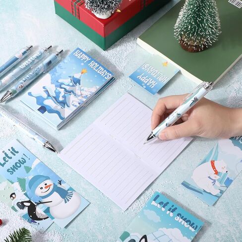 مجموعة قرطاسية شتوية 200 قطعة من هدايا حفلات الكريسماس وتبادل هدايا العطلات تتضمن دفاتر رجل الثلج وإشارات البطريق المرجعية وأقلام حبر جاف وحقائب ندفة الثلج لحقيبة الهدايا المدرسية in Kuwait
