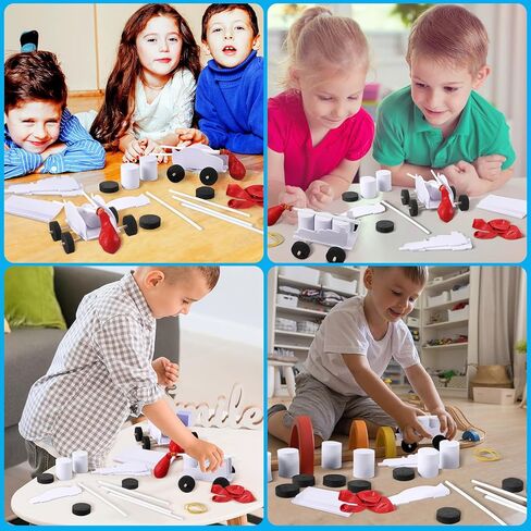 20 مجموعة من بالونات السيارة DIY مجموعات البخار بالون قوة السيارة مجموعات الارتداد سيارة للأطفال الفصول الدراسية الجذعية الأنشطة التعليمية والعلمية in Kuwait