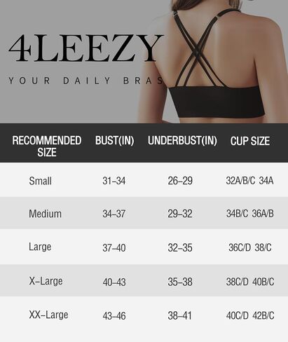 4LEEZY Women's Wireless Bras - 3 Pack Seamless Sports Bra Bralettes Comfort Padded Workout Tops Crossback Cami Crop S-XXL in Saudi Arabia