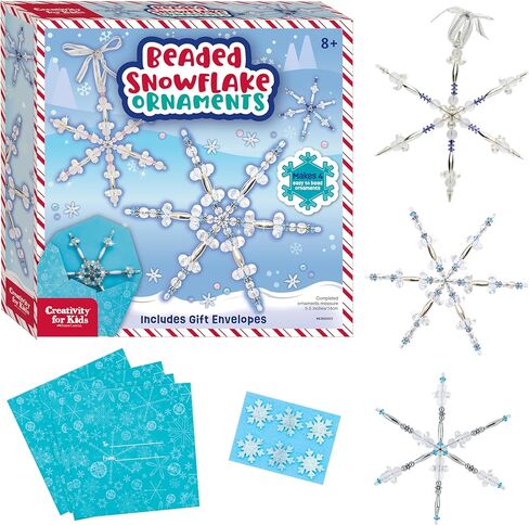 Creativity for Kids Beaded Snowflake Ornaments: Create 4 DIY Ornaments: Christmas Crafts for Kids Ages 8-12+, Ornament Making Kit, Holiday Crafts & Christmas Activities for Kids in Saudi Arabia