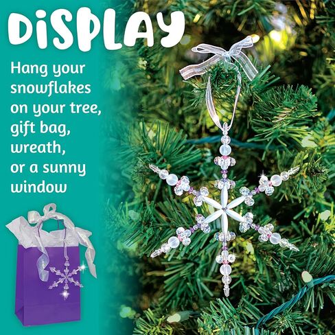 Creativity for Kids Beaded Snowflake Ornaments: Create 4 DIY Ornaments: Christmas Crafts for Kids Ages 8-12+, Ornament Making Kit, Holiday Crafts & Christmas Activities for Kids in Saudi Arabia