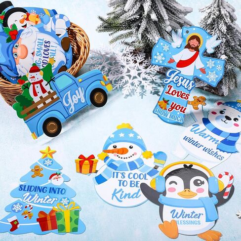 30 مجموعة من مجموعات الحرف اليدوية لعيد الميلاد المسيحي، ملصقات يدوية دينية شتوية، اصنع رجل الثلج الخاص بك، زينة عيد الميلاد، ملصقات يسوع لفصول المدرسة الأحد، عيد الميلاد، حفلة عيد الميلاد، عطلة الشتاء in Kuwait