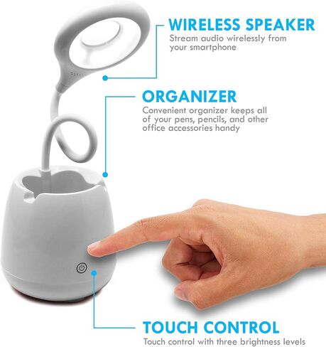 Aduro U-Light Aduro U-Light Desk Lamp Table Light with Wireless Speaker & Phone Stand Desk Organizer, Flexible Gooseneck Table Lamp - Perfect for Home Office Blue in Saudi Arabia
