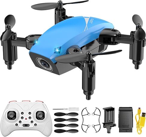 Mini Drone with 720P Camera for Kids, Remote Control Drones Toys for Ages 8-14, Pocket RC Quadcopter with Foldable Wings, Voice Gesture Control, Altitude Hold, Gifts for Kids Beginners, 2 Batteries in Saudi Arabia