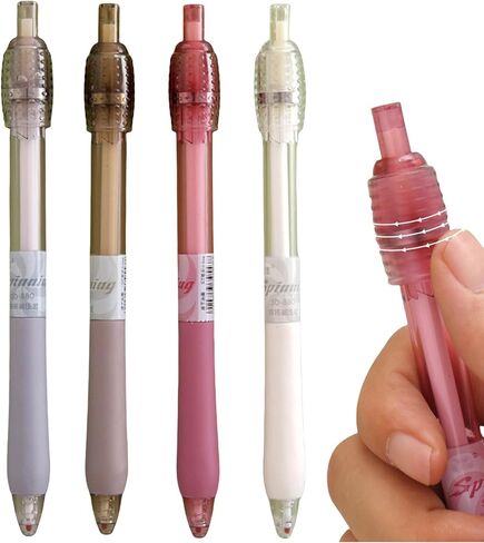 4 Pcs Cute Retractable Pens Rotatable Gel Pens Black Ink Soft Grip Pens 0.5mm Fine Point Smooth Writing Pens Office School Supplies Women Girls Boys Men (4Pcs) in Saudi Arabia