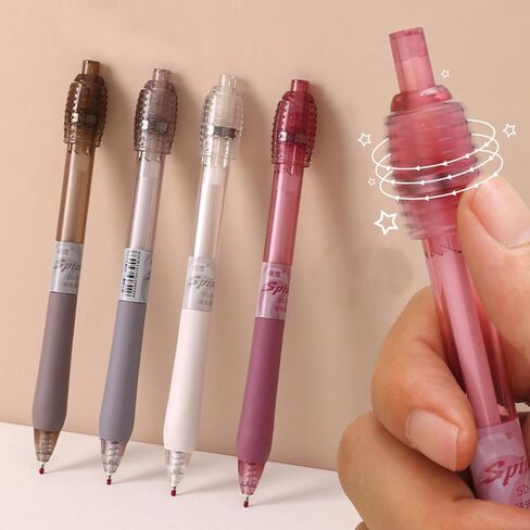 4 Pcs Cute Retractable Pens Rotatable Gel Pens Black Ink Soft Grip Pens 0.5mm Fine Point Smooth Writing Pens Office School Supplies Women Girls Boys Men (4Pcs) in Saudi Arabia