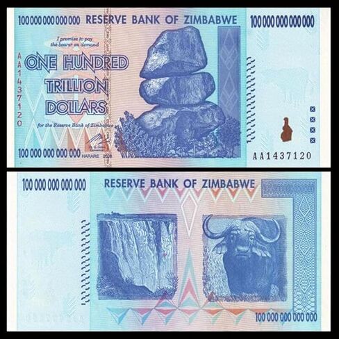 ورق تذكاري عام 100 تريليون، غير متداول، زيمبابوي، أزرق/أخضر، zim100000 in Saudi Arabia