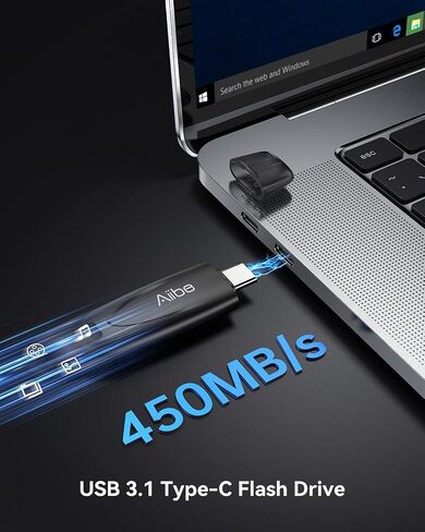 محرك أقراص فلاش Aiibe 128 جيجابايت من النوع C، 128 جيجابايت USB-C 3.2 Gen 1 قراءة تصل إلى 130 ميجابايت/ثانية، محرك أقراص صغير الإبهام USB C ذاكرة فلاش 128 جيجابايت للهواتف الذكية والكمبيوتر المحمول والكمبيوتر اللوحي وأجهزة USB-C (أسود) in Kuwait