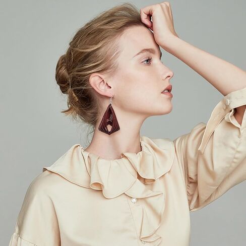 SUPERDANT Fringe Hoop Earring Wooden Die Cutting Tassel Leather Cutting Dies Earrings Die Cut DIY Leather Craft Wood Cutting Machine Faux Leather Dangle Drop for Women Girls Jewelry Gifts in Saudi Arabia