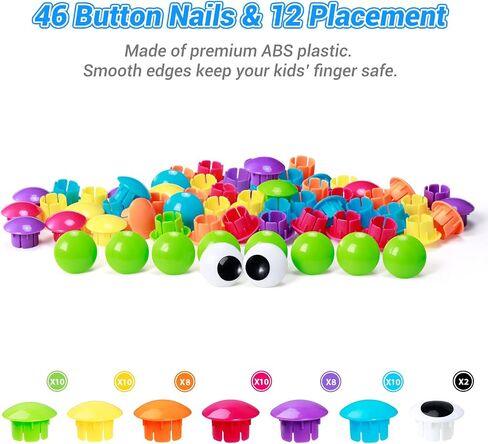 Geekper 68PCS Button Art Toys for Toddlers Color Matching Mosaic Pegboard, Early Learning Educational Toys for 3, 4, 5, 6 Year Old Kids Boys and Girls, 10 Pictures and 58 Buttons in Saudi Arabia