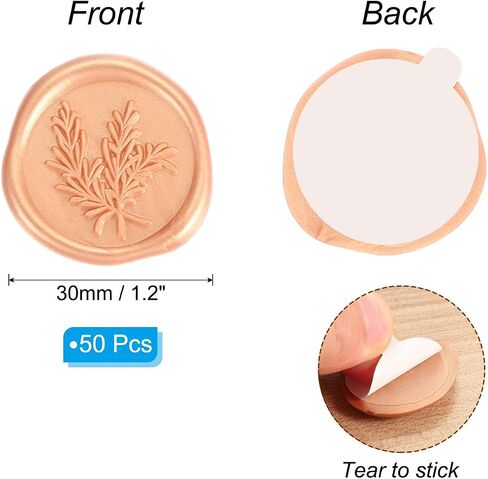 PATIKIL Rosemary Wax Seal Stickers, 50 Pack Plant Embossed Self Adhesive Sticker for Envelope Letter Wedding Invitation Card Birthday Party Gift, Pink in Saudi Arabia