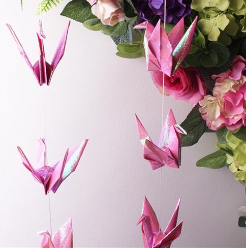 Large Twinkle White Paper Crane Hanging Garlands(4.6ft X3strings) Premade Folded Handmade Origami Birds Streamers for Wedding Bridal Shower Baby Shower, Valentine's Day Birthday Party Supplies in Saudi Arabia