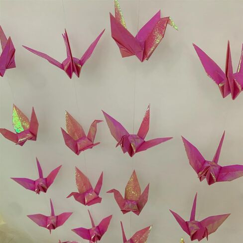 Large Twinkle White Paper Crane Hanging Garlands(4.6ft X3strings) Premade Folded Handmade Origami Birds Streamers for Wedding Bridal Shower Baby Shower, Valentine's Day Birthday Party Supplies in Saudi Arabia
