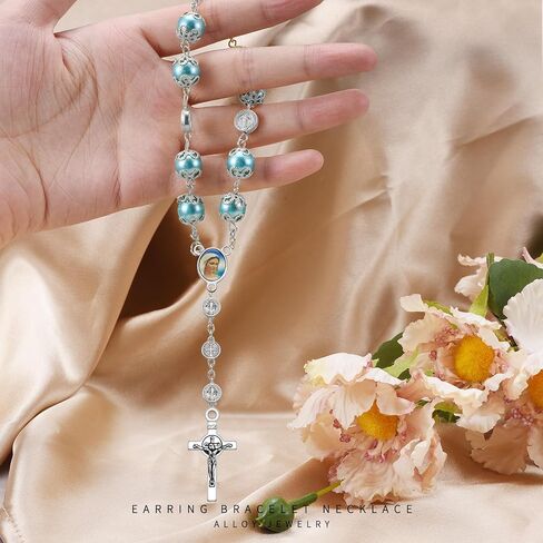 60Pcs/30Sets Rosary Making Kits Supplies Alloy Religion Cross and Center Medal Charms Pendant Oval Chandelier Links for Diy Prayer Necklace Jewelry in Saudi Arabia
