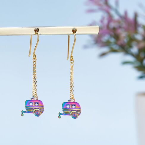 DICOSMETIC 40 قطعة بلونين من Camp Lover Trailer Charms Tibetan Camping Car Charms فضي وقوس قزح اللون في الهواء الطلق إكسسوارات السفر الساحرة سبائك المعلقات لصنع المجوهرات والهدايا اليدوية، الفتحة: 2 مم in Saudi Arabia