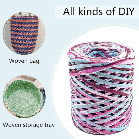 Raffia Paper Craft Ribbon,1/4 Inch 656 Feet Raffia Twine String for Gifts Wrapping,Raffia Ribbon Raffia Paper Rope for Craft Weaving Hats Bags Knitted Crochet DIY Craft Projects,Navy Blue in Saudi Arabia