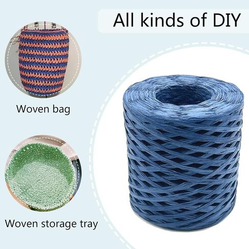 Raffia Paper Craft Ribbon,1/4 Inch 656 Feet Raffia Twine String for Gifts Wrapping,Raffia Ribbon Raffia Paper Rope for Craft Weaving Hats Bags Knitted Crochet DIY Craft Projects,Navy Blue in Saudi Arabia