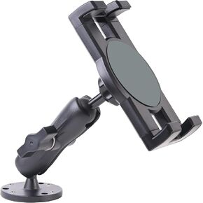 Industrial Tablet Mount for Truck&Vehicle, Heavy Duty Drill Base iPad Mount Holder for Car, Adjustable Aluminum Arm, Compatible w/ 4.7"-12.9" Devices, Perfect for Dashboard, Boats, Walls–Black