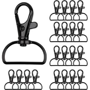 YAKA 20 Pcs Black Lanyard Swivel Snap D Ring Hooks for Crafts and Purse Hardware,Key Chain Clip Hook for Bag Snap Hooks Handbags Metal Swivel Clasps