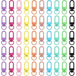 50 Pcs Colorful Metal Lobster Claw Clasps Swivel Lanyards Trigger Snap Hooks Strap with Key Rings Keychain Clasp DIY Accessories for Backpack Charms Bag Key Chains Connector Jewelry Making in Saudi Arabia
