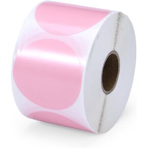 2" Pink Circle Thermal Sticker Label- 750 Sheets for Multi-Purpose Label, Self-Adhesive Round Label for Direct Thermal Printer, 1 Roll