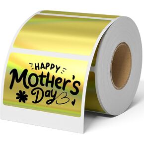 RBHK Holographic Thermal Labels - 500pcs 2.25"x1.25" Thermal Printer Labels, Waterproof Thermal Printer Stickers for Logo Design, Name Price Tag, Address, QR Code, Thanks Card, 500 Labels/Roll