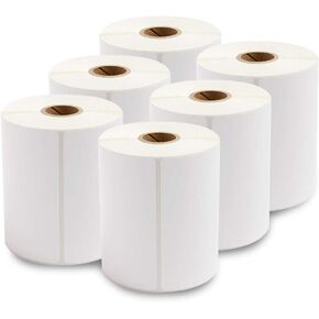 enKo - Direct Thermal Labels Compatible for Zebra/Rollo 4x6 Label (4" x 6.5") 1 in Core - (6 Roll, 1500 Labels)