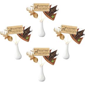 Deer Hunting Centerpiece Sticks 12Pcs Deer Hunting Photo Booth Props Hunting Season Table/Cake Toppers for Deer Animal Field Men's Birthday Party Decorations