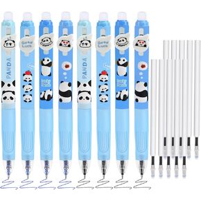 BAYTORY 18Pcs Erasable Gel Pens, 4Pcs Blue & 4Pcs Black Ink Pens & 10Pcs Black Refills, Cute Retractable Pen with Eraser, 0.5mm Fine Point, for Crossword Puzzles (Purple)