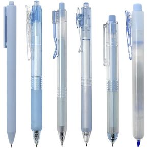 allydrew Retractable Rollerball Pens and Highlighter Set, 0.5mm Black Gel Ink Pens for Home, Office, Stationery (Set of 6), Yellow