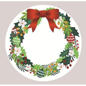 Merry Christmas Sticker, 2inch 150 Cute Wreathed Round Merry Christmas Sticker