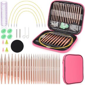 Coopay 13 Pairs Interchangeable Circular Knitting Needles Set with Case, 3mm - 10mm Round Knitting Needles for Beginners, Complete Aluminum Knitting Needles Interchangeable Set with Cable for Knitting