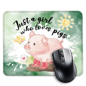 AGMDESIGN Just a Girl Who Loves Pigs Funny Pig Mouse Pad, Cute Pig Gifts for Women, Xmas Birthday Gifts for Pig Lovers Sisters BFF, Cute Pig Office Friendship Gifts for Coworkers Bestie
