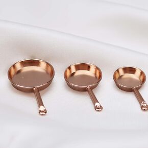 Realistic Miniature Copper Pans Set, Decorative Accent for Dollhouse Kitchen