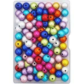 INSPIRELLE 100pcs Miracle Beads 10mm Assorted Colors Round 3D Illumination for Jewelry Making Glistening Under Sunshine and Light